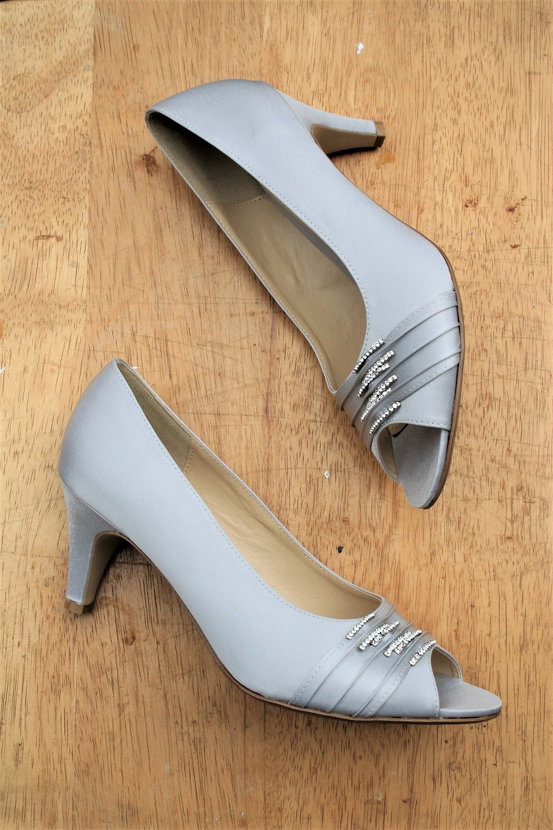 grey satin shoes